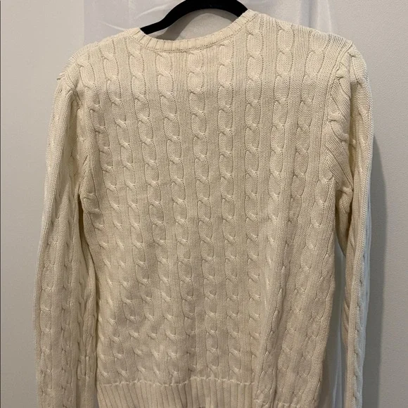 Ralph Lauren V-Neck woman’s Cable Knit Sweater in Cream size XL - Picture 4 of 4